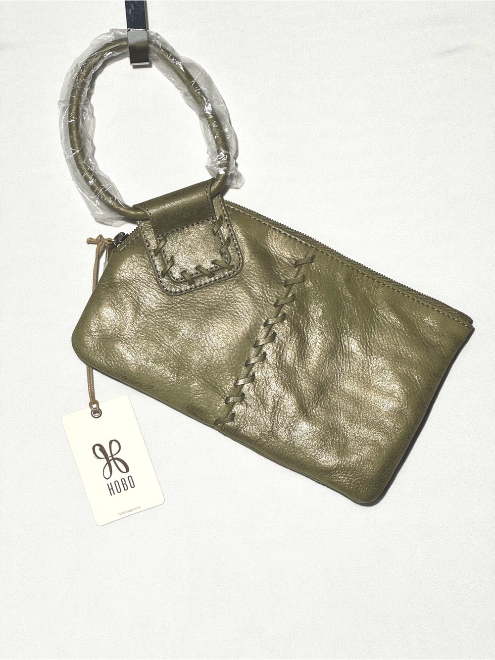 HOBO Sable Wristlet in Burnished Sage with Braided Detail W/Dust Cover